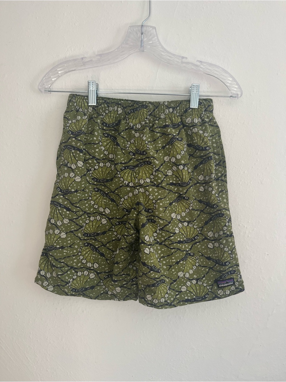 Patagonia Boys’ Baggies Short Hexy Fish Sprouted Green Size L
